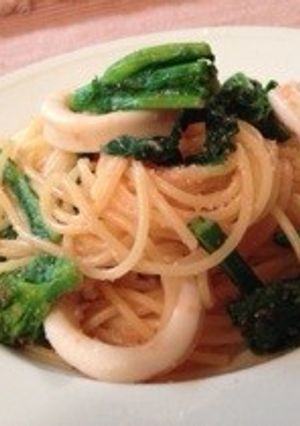 菜の花の春色イカ明太子パスタ-レシピのメイン写真