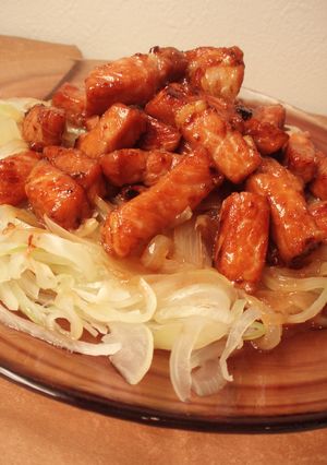 玉ねぎ主役？！ころころポーク炒め-レシピのメイン写真