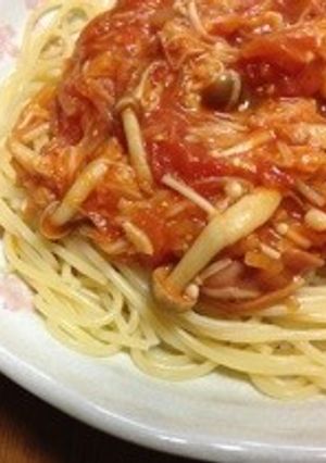 きのことホールトマトで作ってみたパスタ-レシピのメイン写真