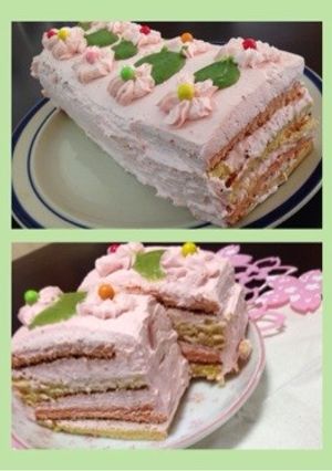 簡単 ふわふわ 桜咲く❀春色❀ケーキ-レシピのメイン写真