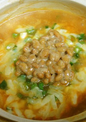 プチッと鍋でキムチ納豆チーズ雑炊-レシピのメイン写真