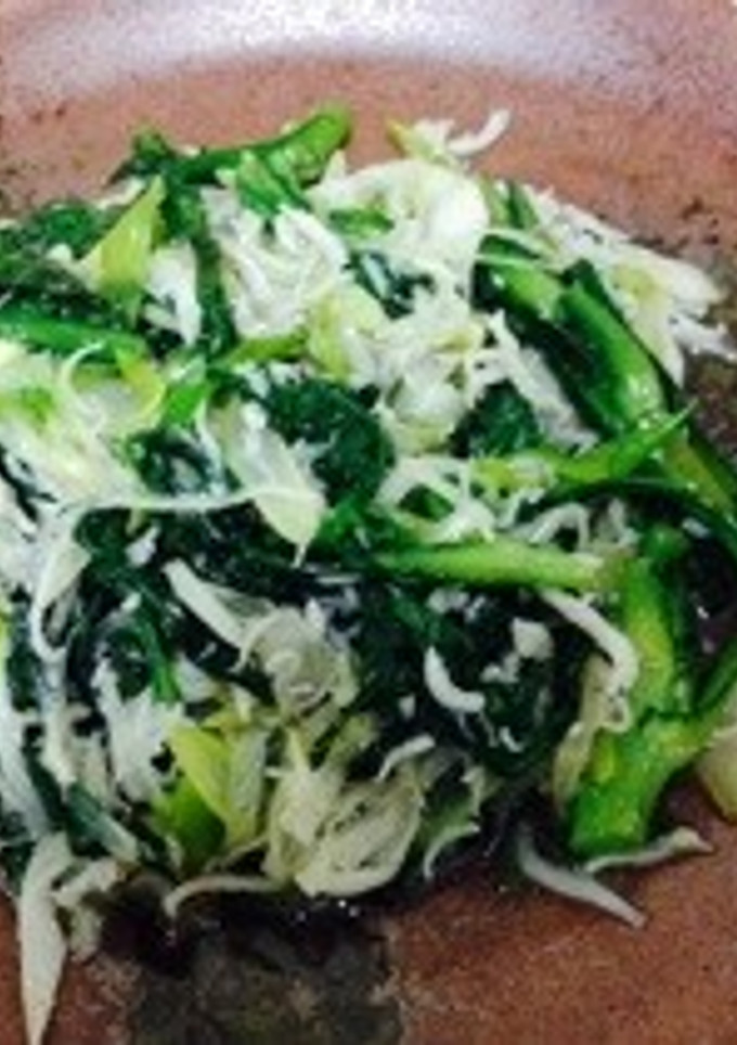 春菊・ねぎ・しらすの簡単炒め-レシピのメイン写真