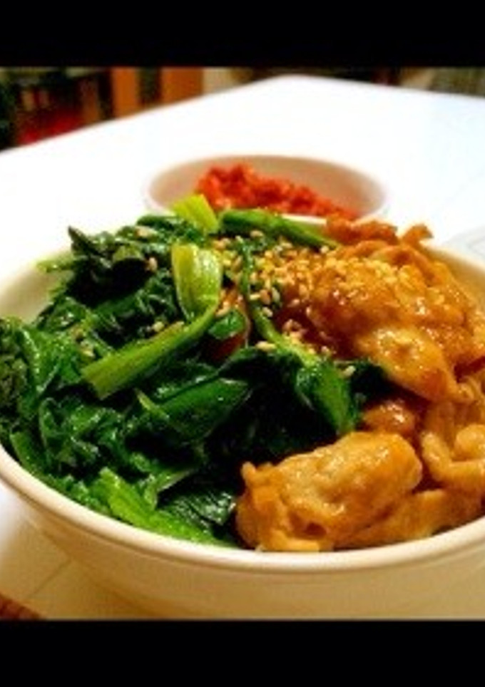 豚コマとほうれん草の中華丼-レシピのメイン写真