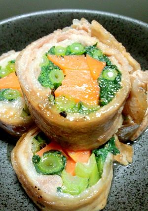 春菊と人参の豚バラ巻き-レシピのメイン写真