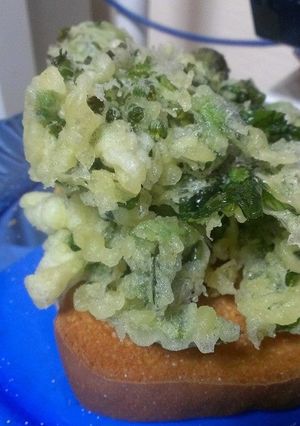 菜の花の天ぷらトーストヽ(*´∀｀)ノ-レシピのメイン写真