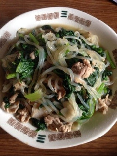 ほうれん草の豚バラ肉 パスタ風-レシピのメイン写真