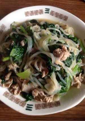 ほうれん草の豚バラ肉 パスタ風-レシピのメイン写真
