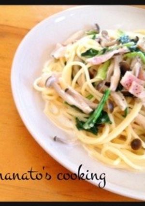 しめじと小松菜とベーコンのクリームパスタ-レシピのメイン写真