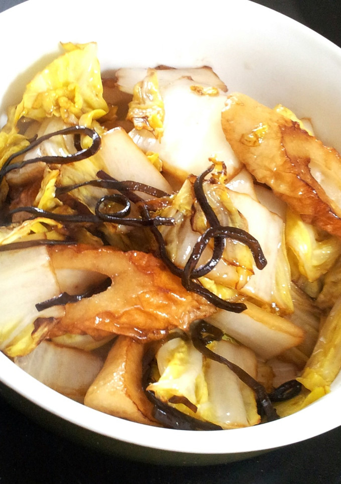 簡単副菜♪白菜とちくわの塩コブバター炒め-レシピのメイン写真
