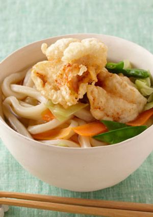 春野菜たっぷりのとり天うどん-レシピのメイン写真