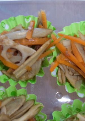 うちのお弁当　根菜のめんつゆ煮-レシピのメイン写真
