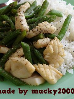 イカとインゲンの炒め物♪-レシピのメイン写真