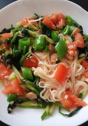 つわり中にも トマトパスタをそうめんで-レシピのメイン写真