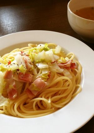 白菜とベーコンのペペロンチーノ-レシピのメイン写真