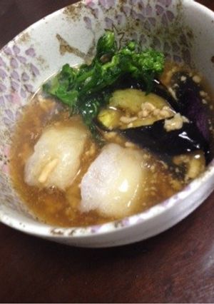 揚げ餅と茄子の熱々生姜餡掛け-レシピのメイン写真