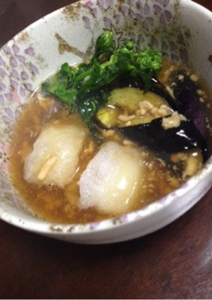 揚げ餅と茄子の熱々生姜餡掛け-レシピのメイン写真