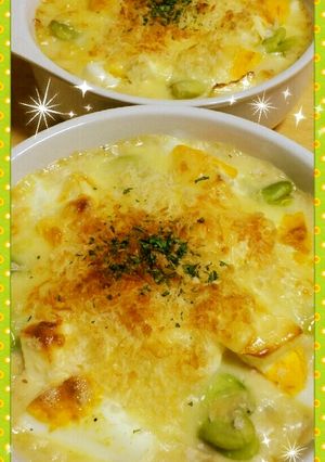 春色♪そら豆と卵のチキンクリームグラタン-レシピのメイン写真