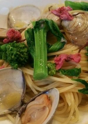 サクラとハマグリの和風パスタ-レシピのメイン写真