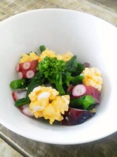 すし酢で簡単!菜の花とタコの華やかマリネ-レシピのメイン写真