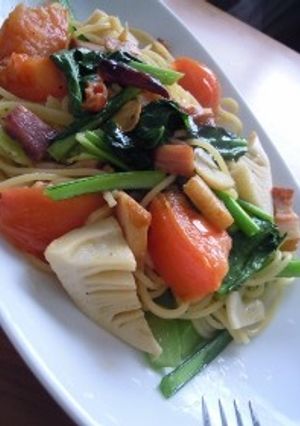 筍とトマトのオイルパスタ♪-レシピのメイン写真
