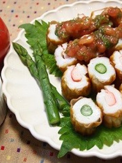 かけトマ♡アスパラ、カニカマinちくわ-レシピのメイン写真