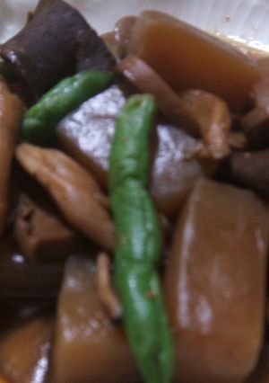 こんにゃくと豚ハツのソース煮込み-レシピのメイン写真