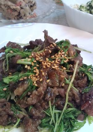 牛肉と水菜の甘辛しょうゆ炒め-レシピのメイン写真