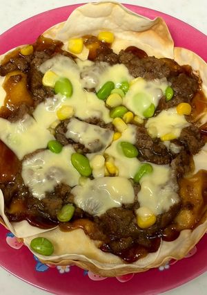 ［簡単］餃子の皮で、でっかピザ！-レシピのメイン写真