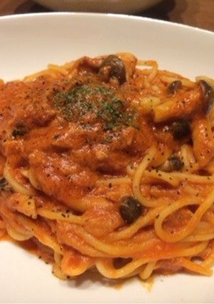 ツナとしめじのトマトパスタ-レシピのメイン写真
