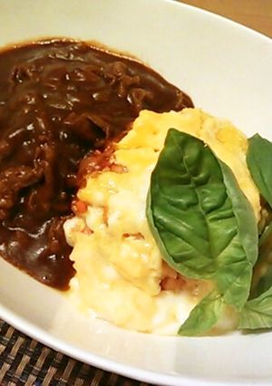 レンジで時短♡簡単トロトロ卵のオムハヤシ-レシピのメイン写真