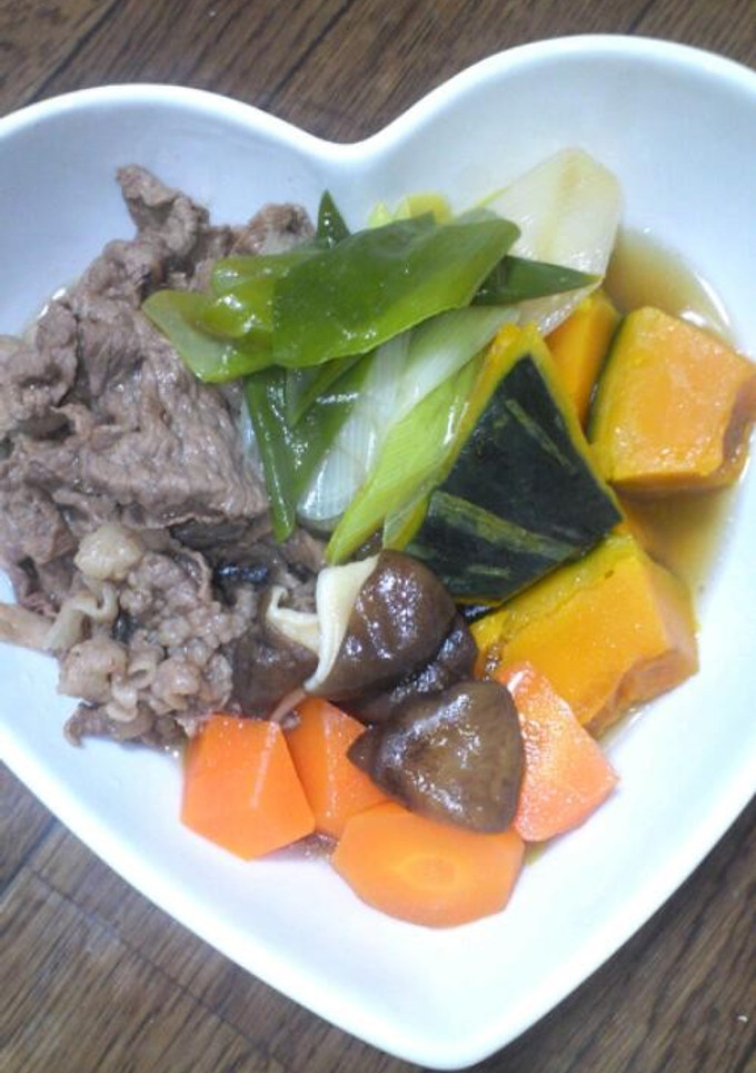 ｶﾎﾞﾁｬと牛肉の煮物-レシピのメイン写真