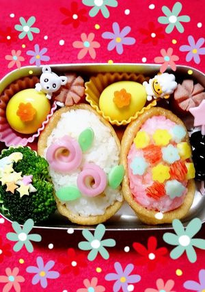春キャラ弁お花いなり-レシピのメイン写真
