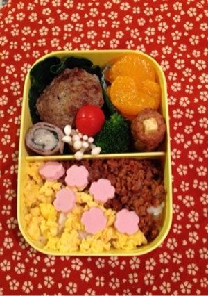 キャラ弁 時短簡単ご飯 花の2色弁当-レシピのメイン写真