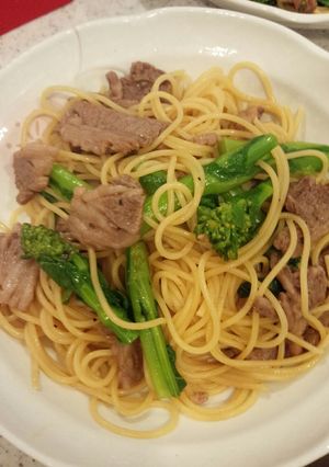 春・牛カルビと菜の花パスタ♪-レシピのメイン写真