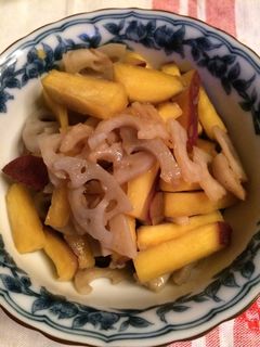 ポロリさんち♡蓮根とさつまいものきんぴら-レシピのメイン写真