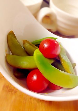 スナップエンドウとプチトマトのぽん酢漬け-レシピのメイン写真