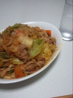 ピリ辛焼きそば【自炊6食目】-レシピのメイン写真