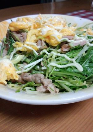 水菜とキャベツの豚カラサラダ-レシピのメイン写真