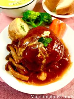 ジューシー♡きのこの煮込みハンバーグ-レシピのメイン写真