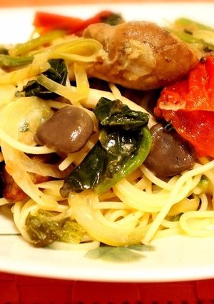 簡単！お肌つるつる缶詰牡蠣と野菜のパスタ-レシピのメイン写真
