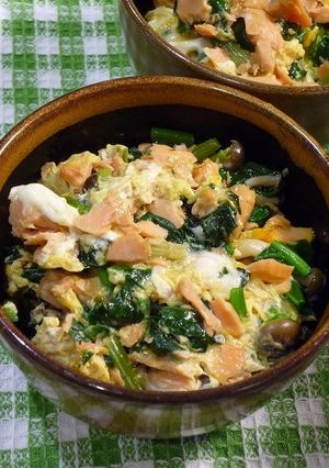 ほっとする和食！ほうれん草鮭丼-レシピのメイン写真