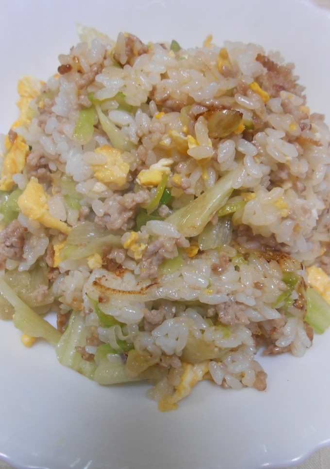 豚ひき肉とレタスと長ねぎ入り炒めご飯-レシピのメイン写真