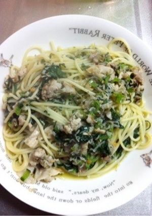 授乳中簡単ランチ!小松菜とジャコのパスタ-レシピのメイン写真