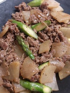 牛肉大根アスパラのオイスター炒め-レシピのメイン写真