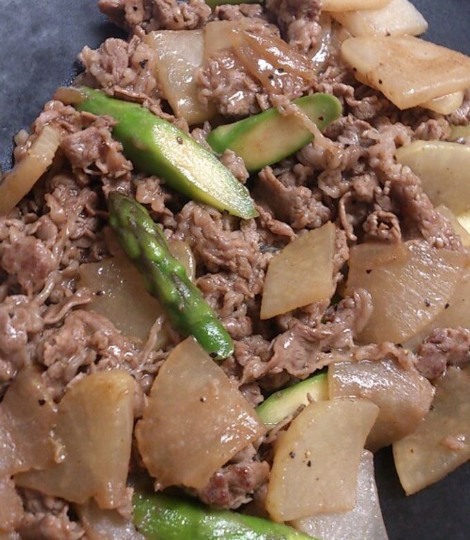 牛肉大根アスパラのオイスター炒め-レシピのメイン写真
