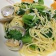わさび菜とあさりとしらすのパスタ