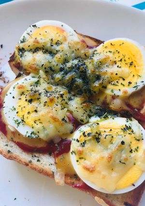 常備ゆで玉子のケチャ＆マスチーズトースト-レシピのメイン写真