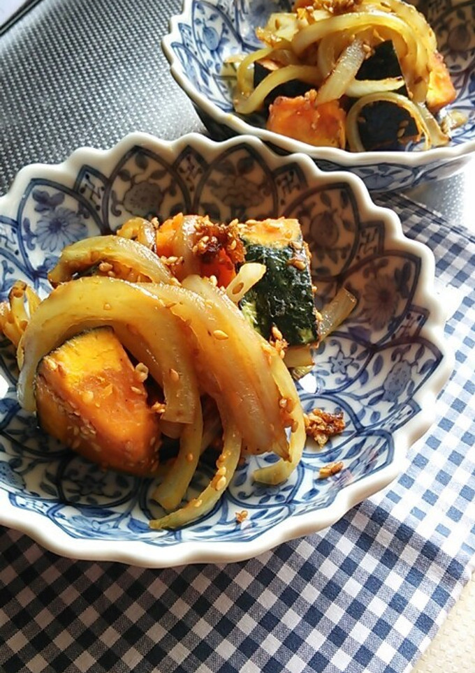 ほくほくかぼちゃと、甘～玉ねぎゴマ炒め-レシピのメイン写真