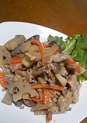 豚コマと蓮根のドレッシング&マヨ炒め-レシピのメイン写真