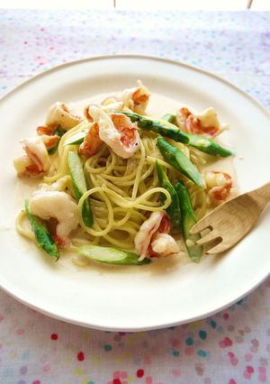 春*アスパラとえびのクリームパスタ-レシピのメイン写真